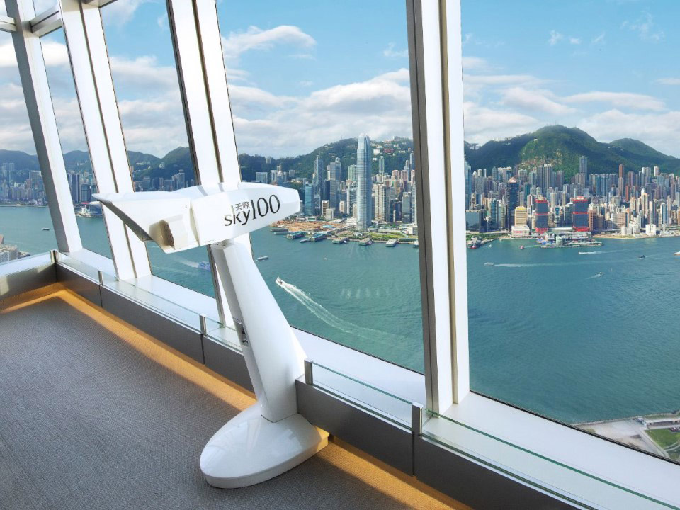 View of Victoria Harbour and the Hong Kong skyline from sky100.